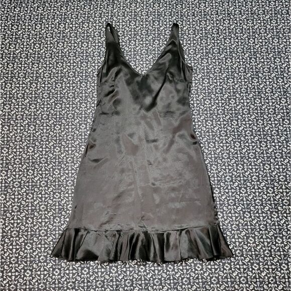 7 For All Mankind Silk Ruffle Black Dress - Picture 1 of 7